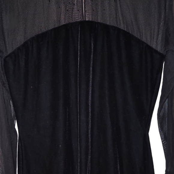 JR Nites Woman Vintage Black Velvety Sheer Size Large - Picture 9 of 10